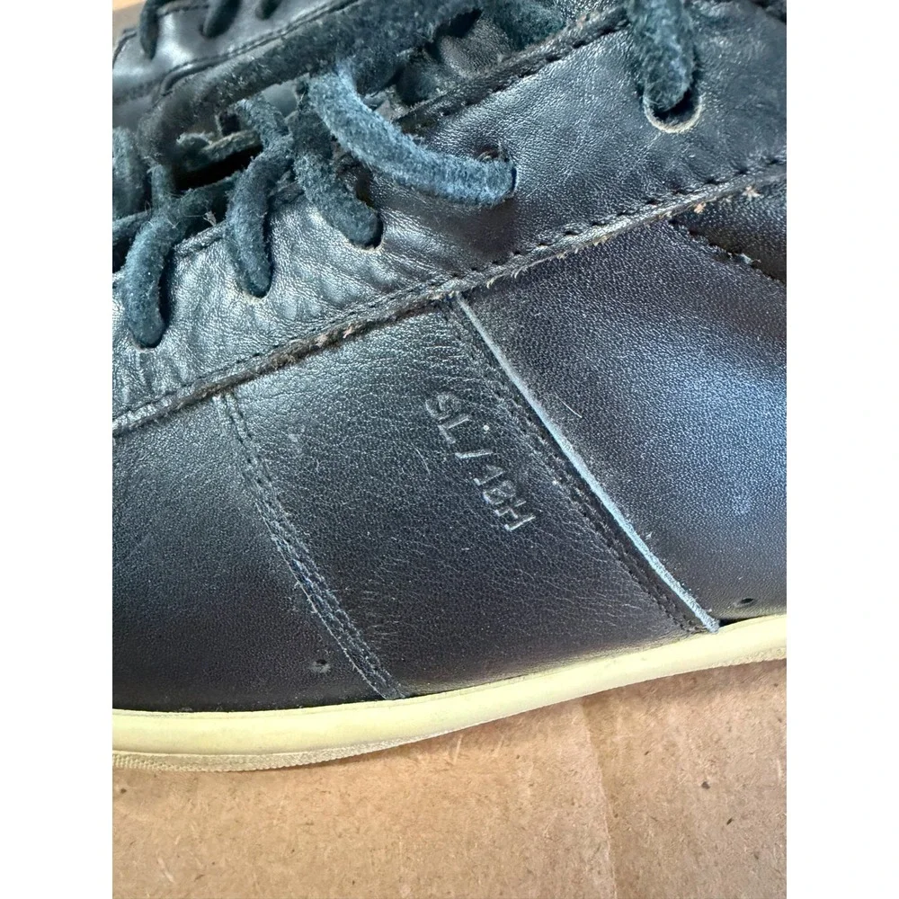 Saint Laurent Hedi Slimane SL-18 High-Top Leather Sneakers Black Mens Size 39 EU